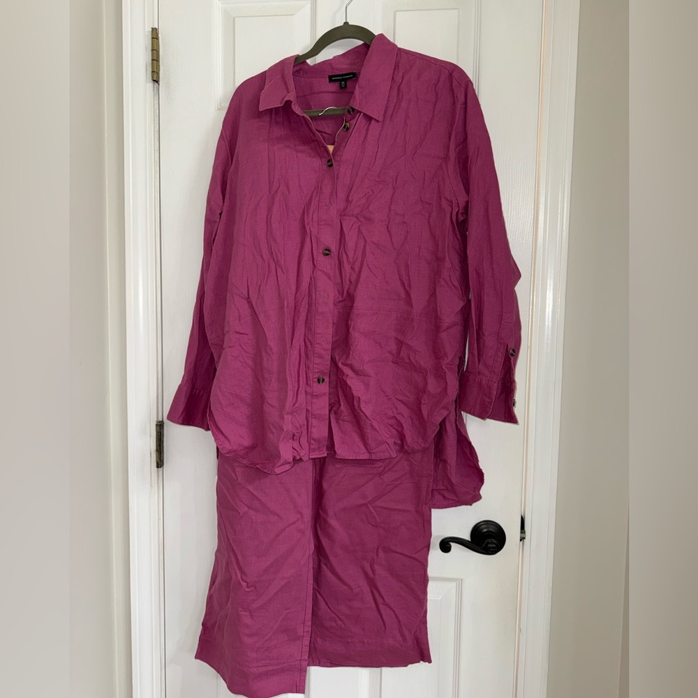 Universal Standard Linen Berry Button Down Shirt